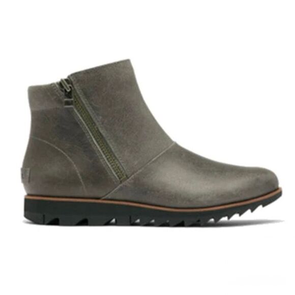 Sorel Harlow Gray Distressed Leather Waterproof Ankle Boots Womens 10 - Picture 1 of 8